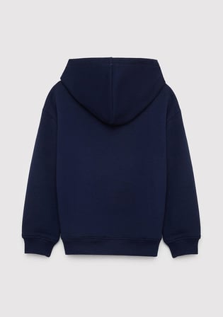 Kapüşonlu Fermuarlı Lacivert Sweatshirt 6S10203-84371