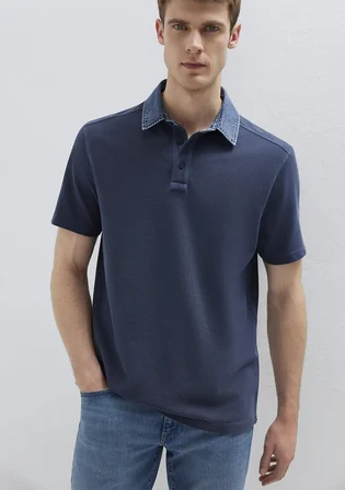 Denim Yakalı Lacivert Polo Tişört 0613659-70490