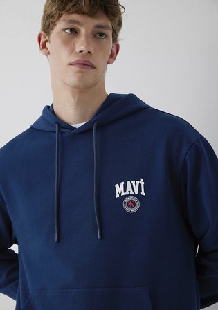 Mavi Logo Baskılı Kapüşonlu Lacivert Sweatshirt 0S10656-89353