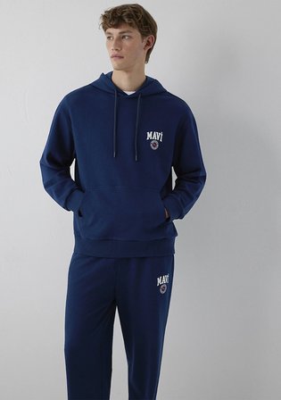 Mavi Logo Baskılı Kapüşonlu Lacivert Sweatshirt 0S10656-89353