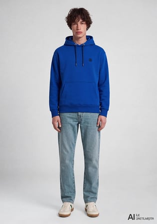 Mavi Logo Nakışlı Kapüşonlu Mavi Sweatshirt 065809-70896