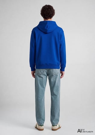 Mavi Logo Nakışlı Kapüşonlu Mavi Sweatshirt 065809-70896