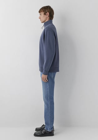 Yarı Fermuarlı Lacivert Basic Sweatshirt 0S10278-70759