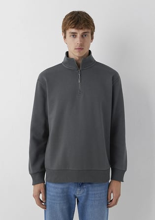 Yarı Fermuarlı Antrasit Basic Sweatshirt 0S10278-91268
