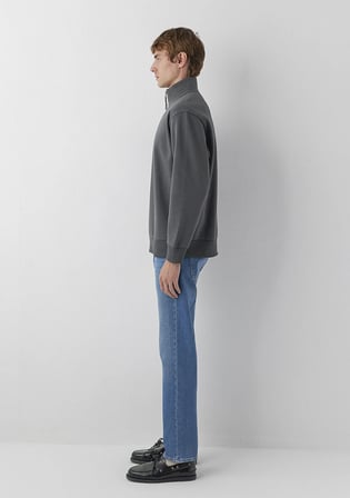 Yarı Fermuarlı Antrasit Basic Sweatshirt 0S10278-91268