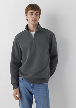 Yarı Fermuarlı Antrasit Basic Sweatshirt 0S10278-91268