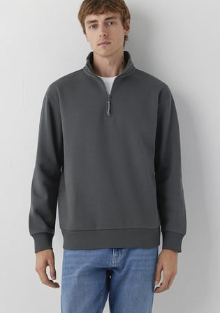 Yarı Fermuarlı Antrasit Basic Sweatshirt 0S10278-91268