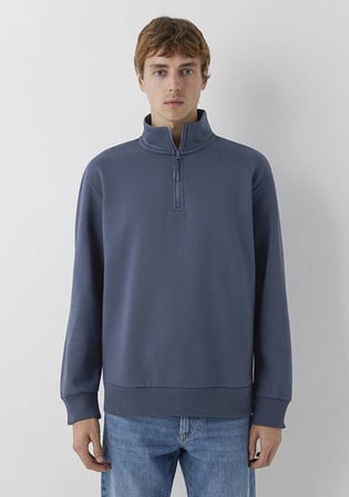 Yarı Fermuarlı Lacivert Basic Sweatshirt 0S10278-70759