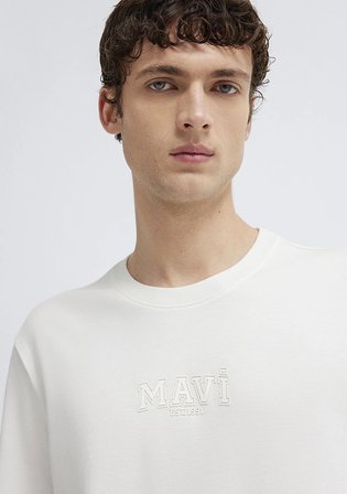 Mavi Logo Ekru Tişört 0613662-70057