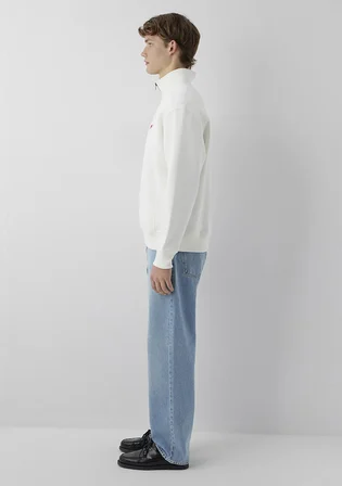 Mavi Patch Nakışlı Yarı Fermuarlı Ekru Sweatshirt 0S10613-70057