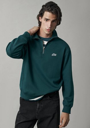 Mavi Patch Nakışlı Yarı Fermuarlı Yeşil Sweatshirt 0S10613-90366