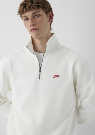 Mavi Patch Nakışlı Yarı Fermuarlı Ekru Sweatshirt 0S10613-70057