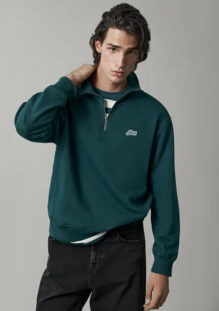 Mavi Patch Nakışlı Yarı Fermuarlı Yeşil Sweatshirt 0S10613-90366