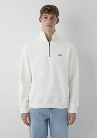 Mavi Patch Nakışlı Yarı Fermuarlı Ekru Sweatshirt 0S10613-70057