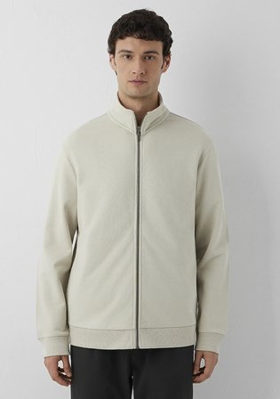 Fermuarlı Bej Sweatshirt 0S10653-70144