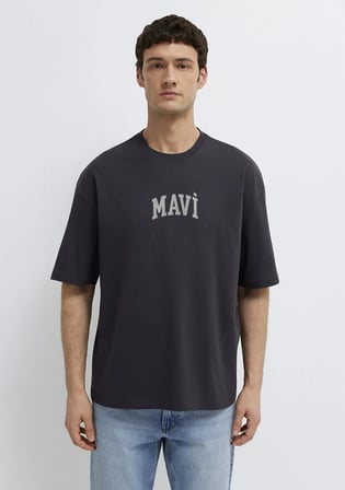 Mavi Logo Baskılı Antrasit Tişört 0613578-70087