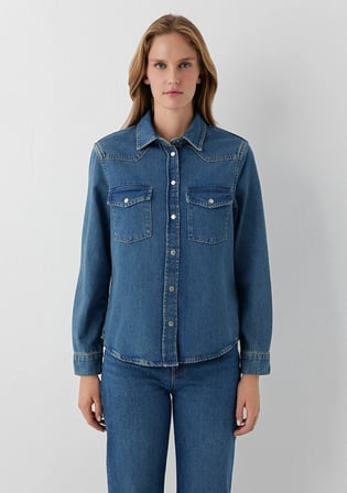Angela Classic Denim Indigo Mavisi Jean Gömlek 1210819-A3846