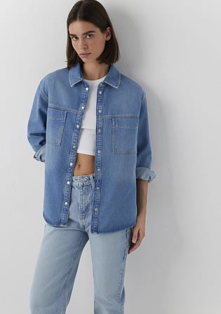 Brida Iconic Puslu Indigo Mavisi Jean Gömlek 1221062-A3844