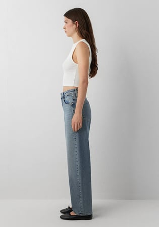 Tıya Iconic Puslu Indigo Mavisi Jean Pantolon 1018900-A3806