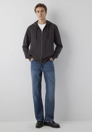 Kapüşonlu Fermuarlı Kahverengi Sweatshirt 0S10423-70219