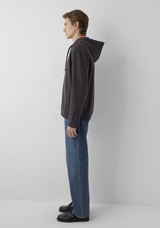 Kapüşonlu Fermuarlı Kahverengi Sweatshirt 0S10423-70219