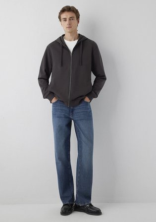 Kapüşonlu Fermuarlı Kahverengi Sweatshirt 0S10423-70219
