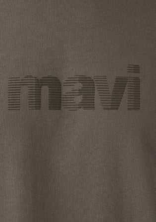 Mavi Logo Baskılı Kahverengi Tişört 0612936-70376