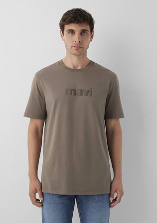 Mavi Logo Baskılı Kahverengi Tişört 0612936-70376