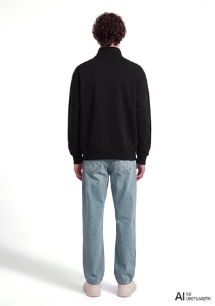 Mavi Logo Yarı Fermuarlı Siyah Sweatshirt 0S10585-900