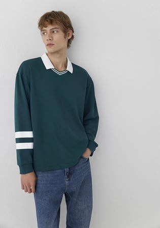 Polo Yaka Yeşil Sweatshirt 0S10612-90366