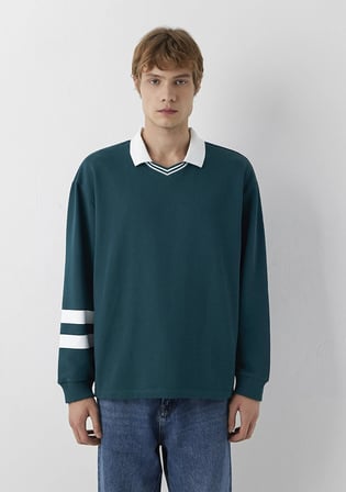 Polo Yaka Yeşil Sweatshirt 0S10612-90366