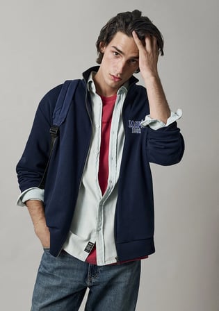 Mavi Logo Baskılı Fermuarlı Lacivert Sweatshirt 0S10655-70497