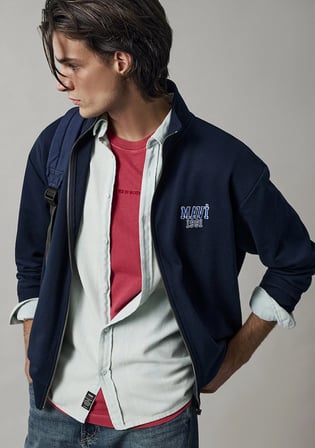 Mavi Logo Baskılı Fermuarlı Lacivert Sweatshirt 0S10655-70497