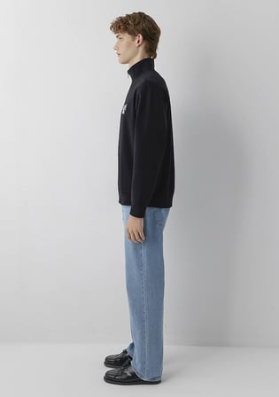 Mavi Logo Baskılı Fermuarlı Siyah Sweatshirt 0S10655-900