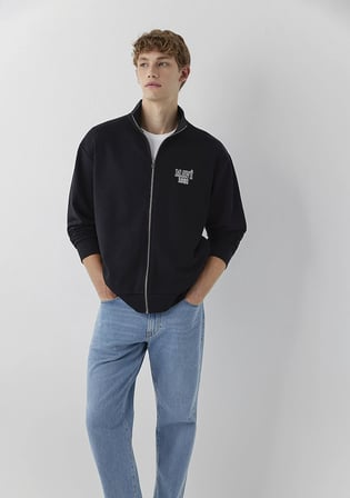 Mavi Logo Baskılı Fermuarlı Siyah Sweatshirt 0S10655-900