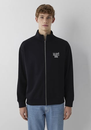 Mavi Logo Baskılı Fermuarlı Siyah Sweatshirt 0S10655-900