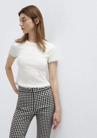 Detaylı Crop Ekru Tişört 1614357-70057