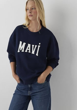 Mavi Logo Baskılı Lacivert Sweatshirt 1S10580-80872
