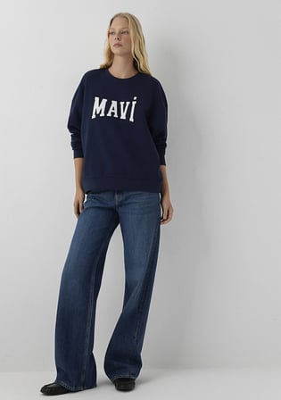 Mavi Logo Baskılı Lacivert Sweatshirt 1S10580-80872