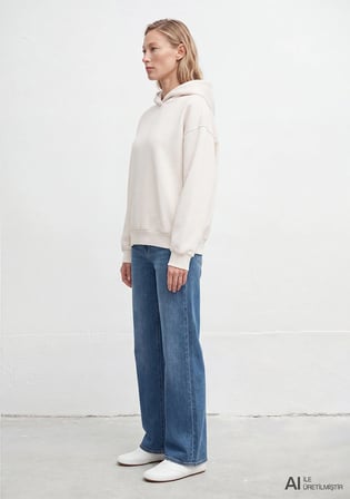 Kapüşonlu Ekru Basic Sweatshirt 1S10575-83043