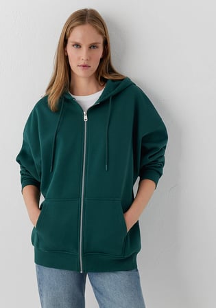 Kapüşonlu Fermuarlı Yeşil Sweatshirt 1610221-85173