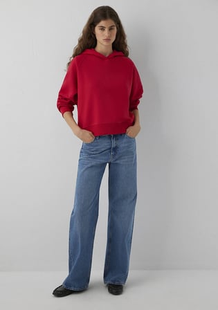 Kapüşonlu Kırmızı Basic Sweatshirt 1S10577-86417