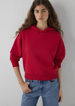 Kapüşonlu Kırmızı Basic Sweatshirt 1S10577-86417