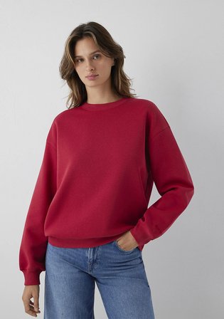 Bisiklet Yaka Kırmızı Basic Sweatshirt 1610198-70391