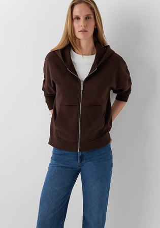 Kapüşonlu Kahverengi Basic Sweatshirt 1S10570-70236