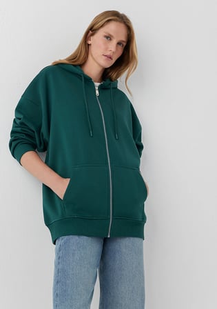 Kapüşonlu Fermuarlı Yeşil Sweatshirt 1610221-85173