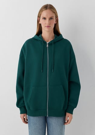 Kapüşonlu Fermuarlı Yeşil Sweatshirt 1610221-85173