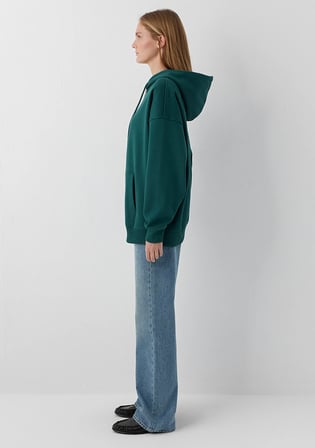 Kapüşonlu Fermuarlı Yeşil Sweatshirt 1610221-85173
