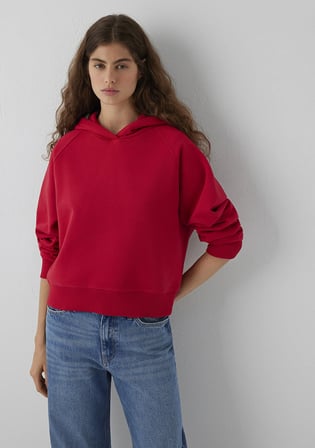 Kapüşonlu Kırmızı Basic Sweatshirt 1S10577-86417