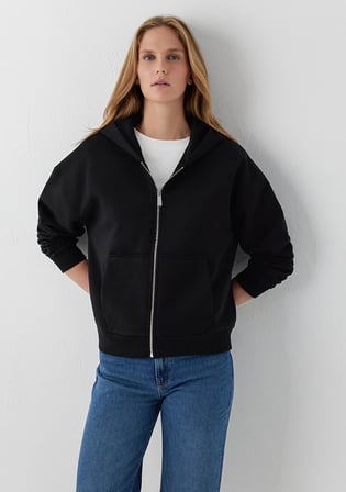 Kapüşonlu Siyah Basic Sweatshirt 1S10570-900